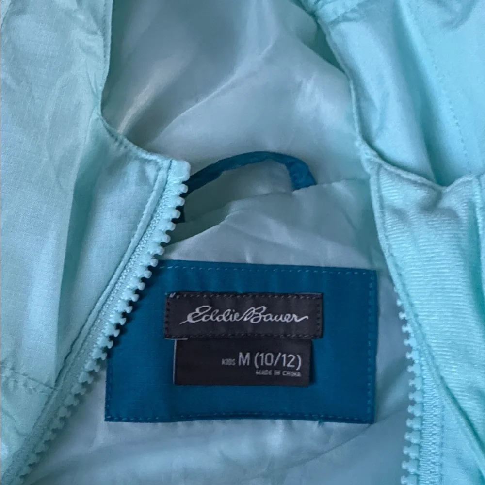 Eddie Bauer Blue Colorblock Hooded Windbreaker Jacket SIZE M Full Zip Kids
